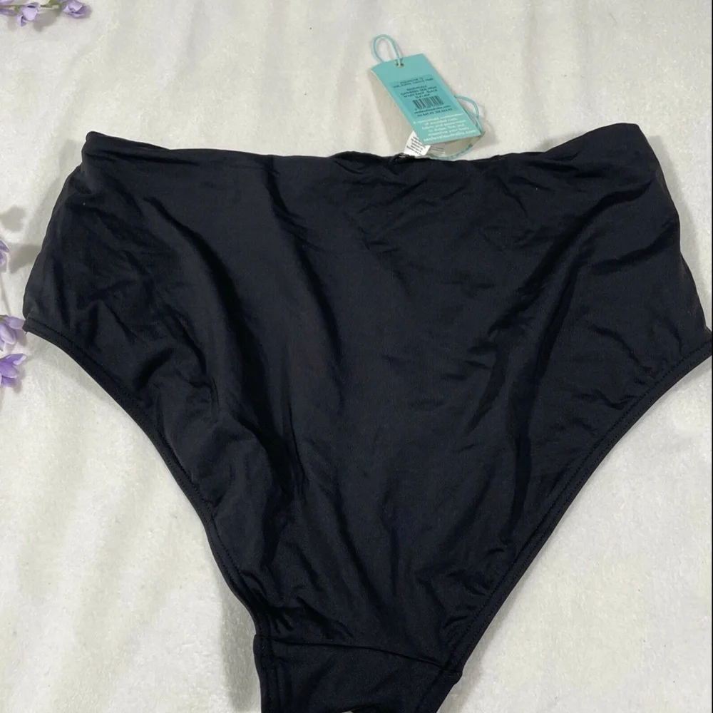 NWT Sea Level [ 8 US/ 12 UK] High Waist Gathered Side Bikini Bottoms‎ Black